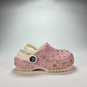 Crocs Classic Glitter Clogs Pink Sandals Shoes Sparkle Toddler Girls Size C11